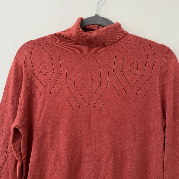 ROOLE BRICK COLOR TURTLE NECK LONG SLEEVE COTTON VISCOSE SIZE M - Picture 3 of 9